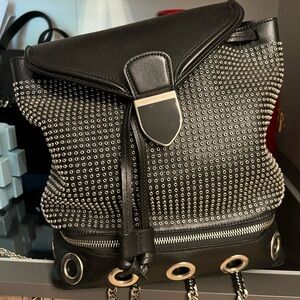 Alexander McQueen Black and Silver Eyelet Backpack